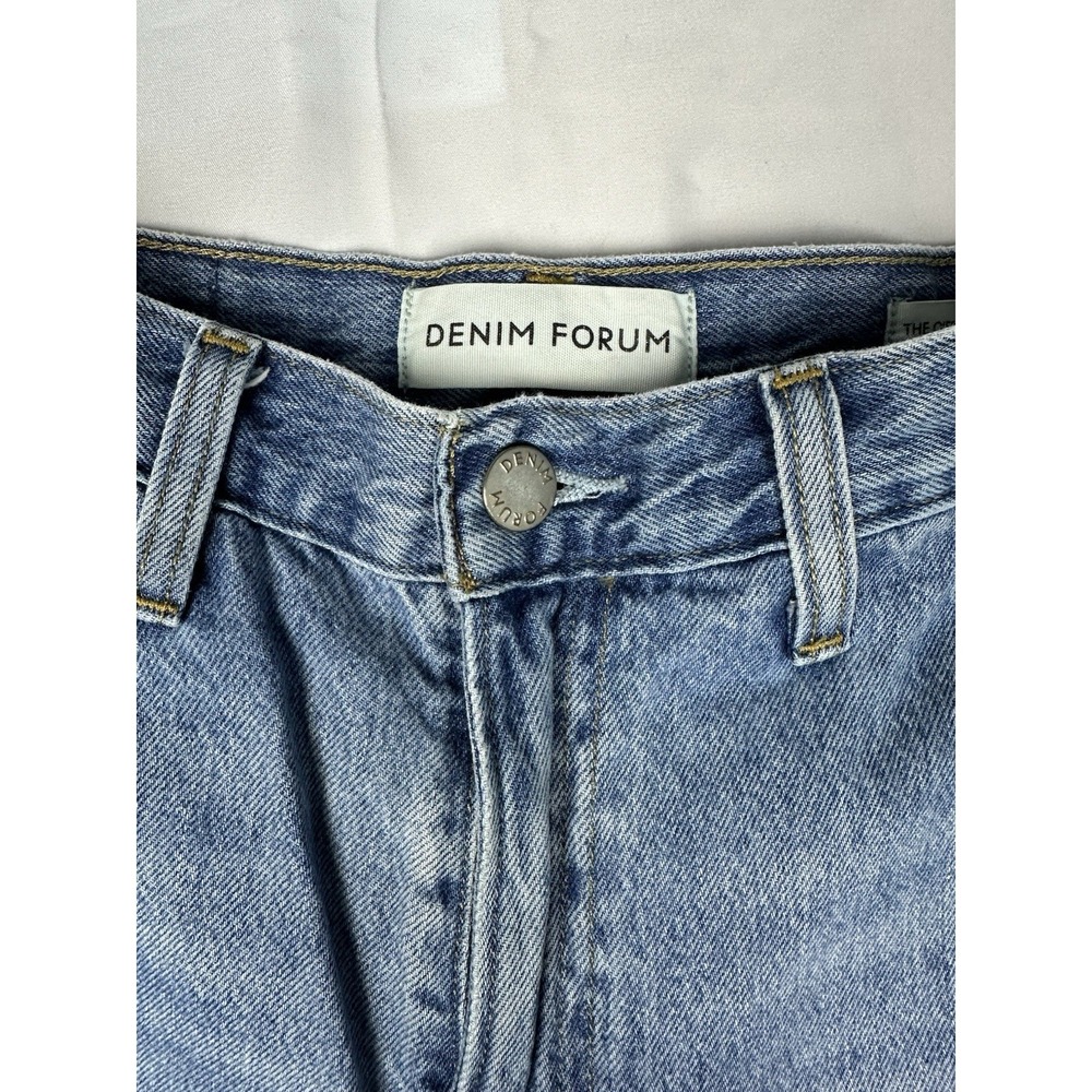 Denim Forum High Rise Straight Blue Denim Jeans 5-Pocket Solid Medium Wash Women